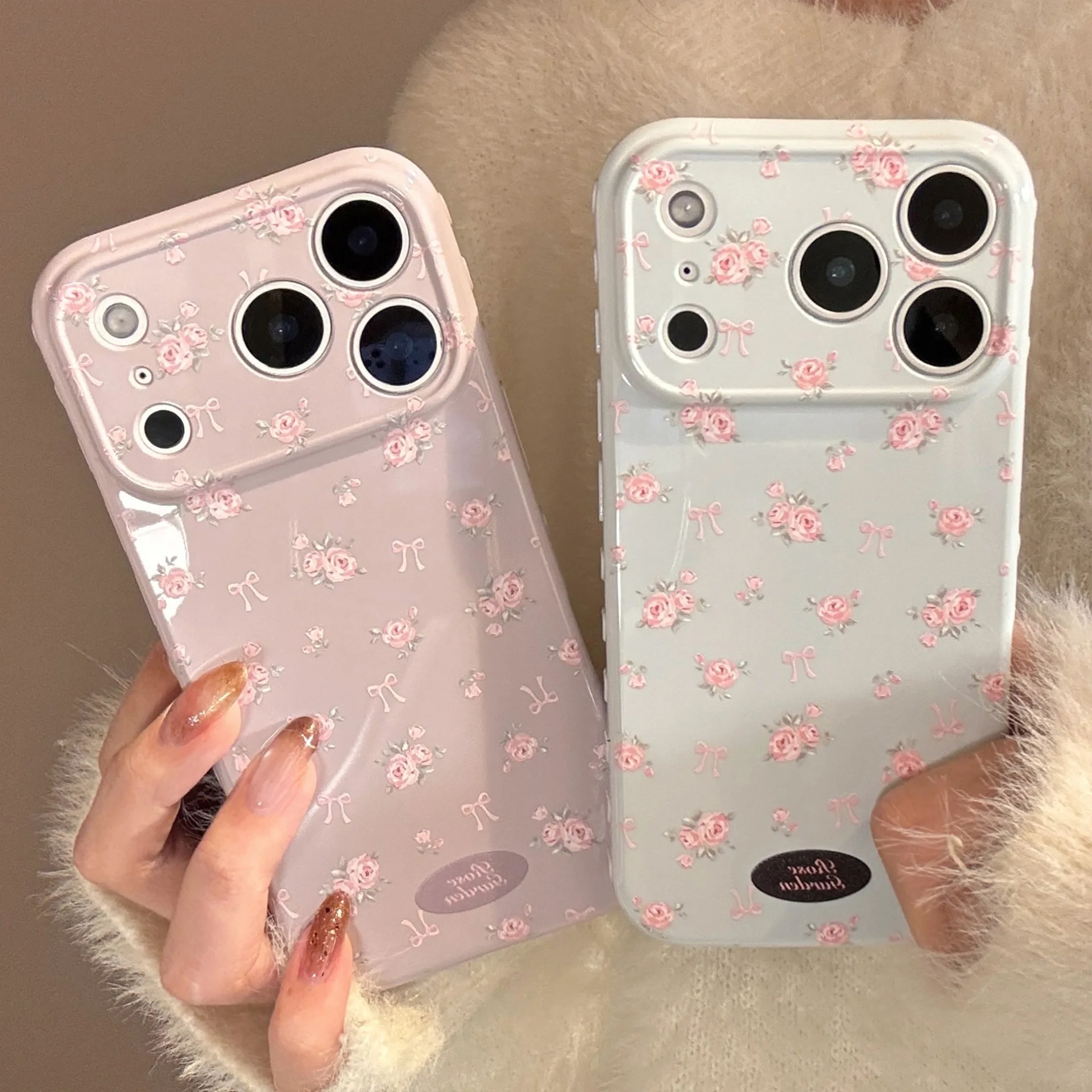 الجنية الوردي الأزهار الوردي الزهور لطيف أنيق جراب هاتف آيفون 17 16 15 14 13 12 برو ماكس حافظة لطيف الكرتون غطاء مقاوم للصدمات