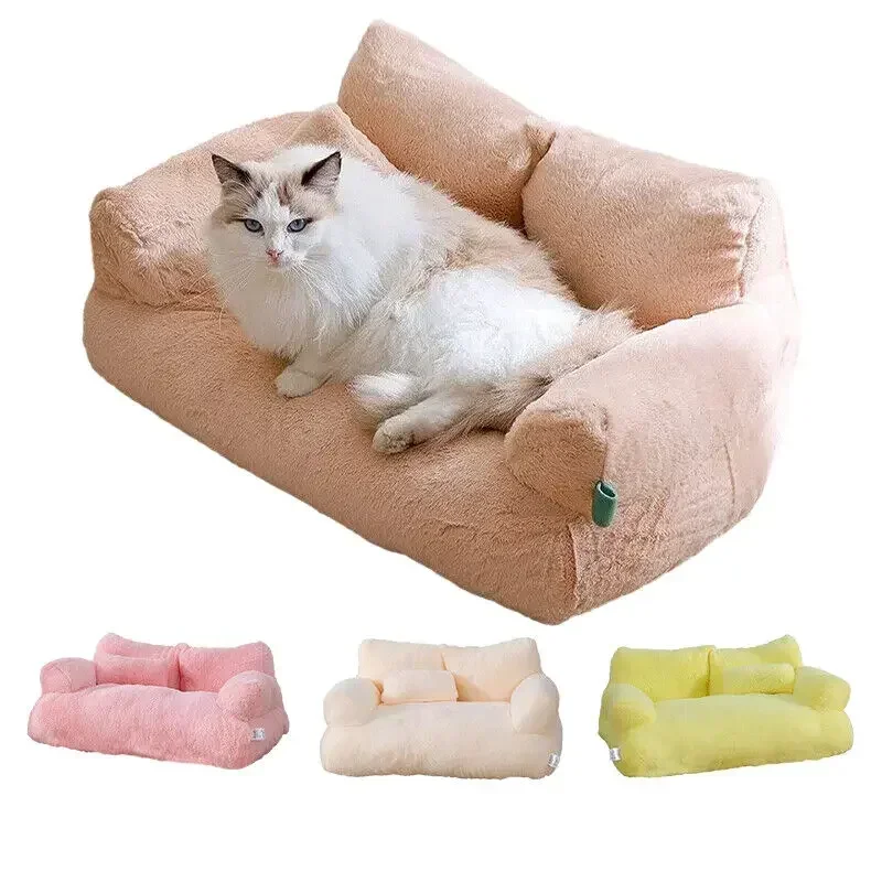 

Winter Warm Plush Large Pet Cat Sofa Detachable Washable Dogs Sleeping Bed Soft Comfortable Chair Pet Kitten Puppy Supplies New