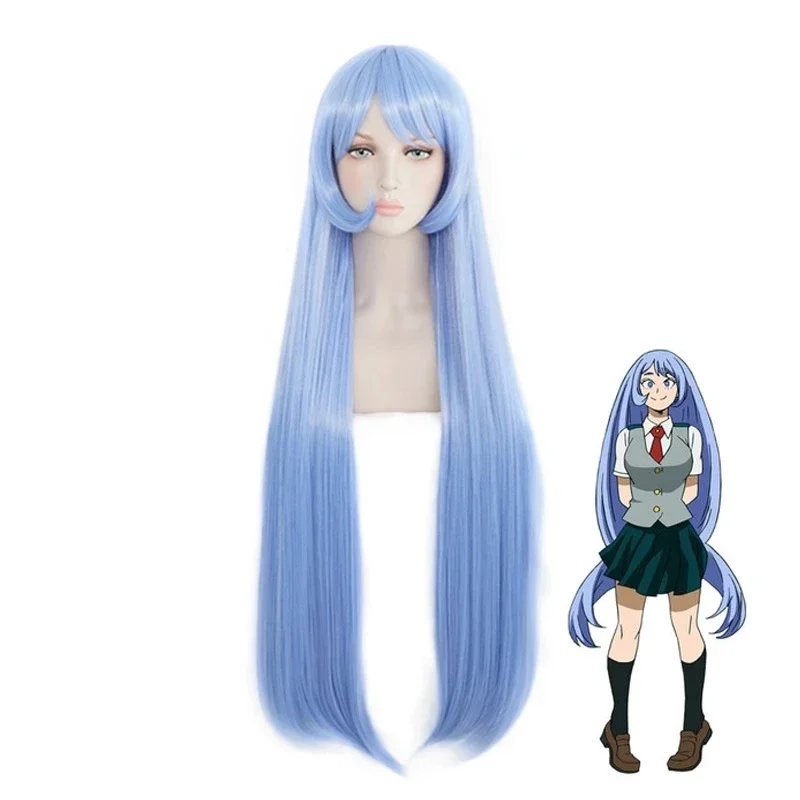 My Hero Academy-Peluca de Cosplay para mujer, pelo largo, suave y liso, color azul, 110cm