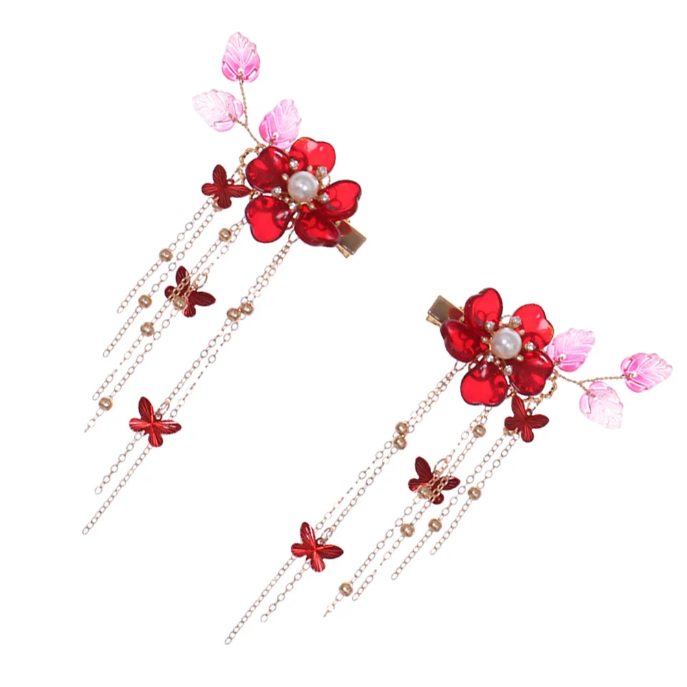 

1Pair Tassel Pomegranate Flower Hairpins Retro Alloy Hair Clip for Women Wedding Birthday Gift Vintage Bobby Pins