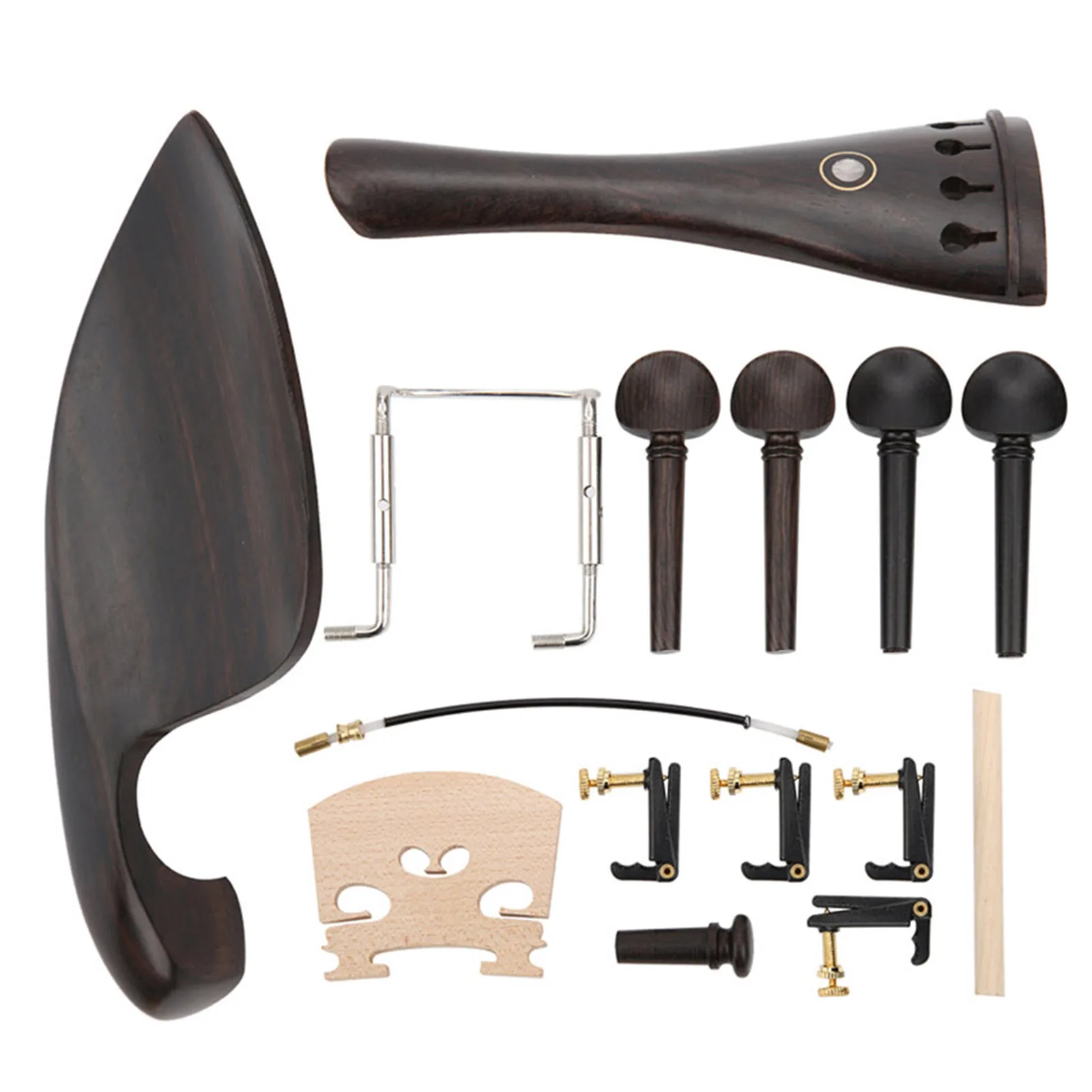 15-Piece Set  Violin Accessories Ebony Cheek Screws Pegs String Puller Plates Rope Tail Pegs String Shafts Fine Tuning