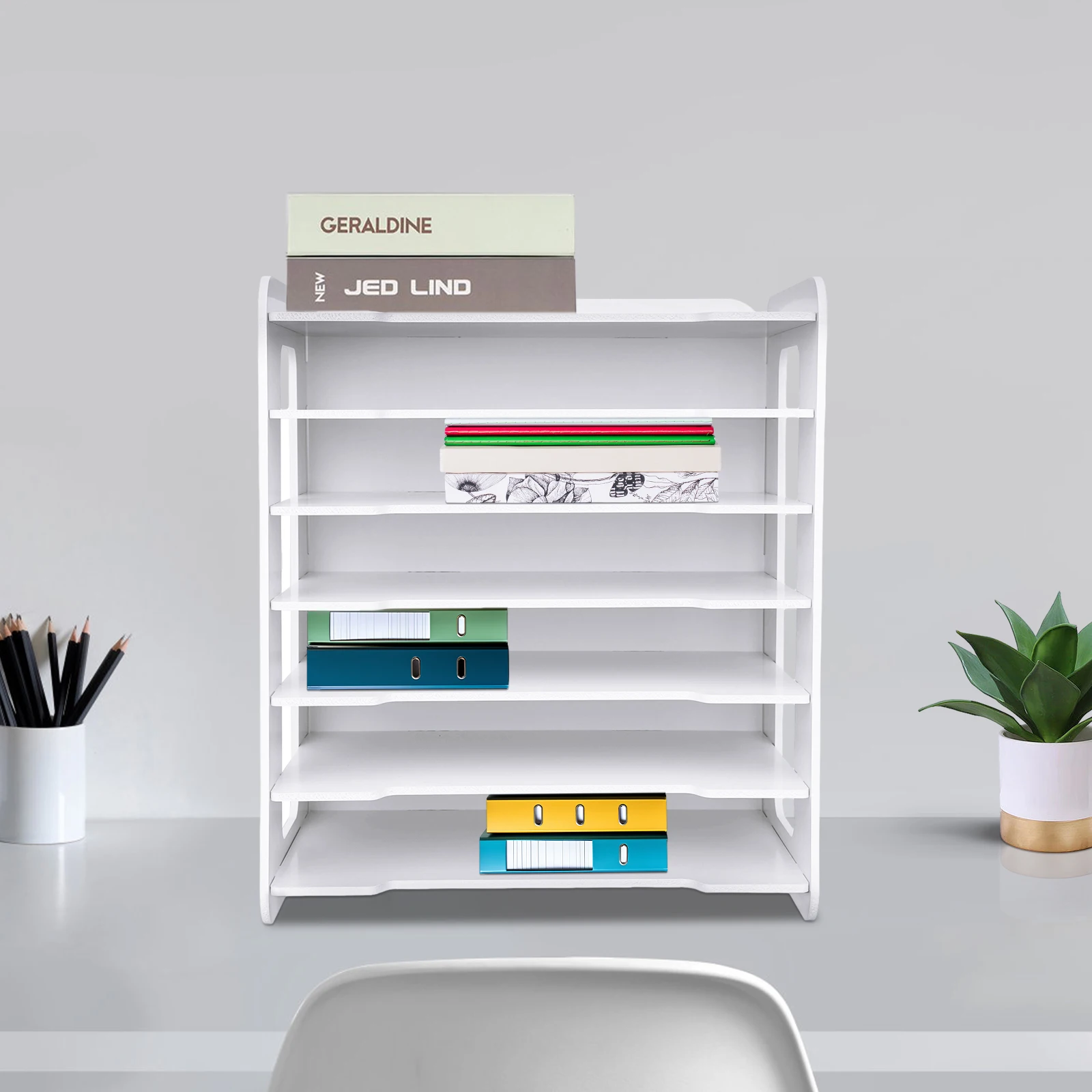 منظم ملفات مكون من 7 طبقات مع مادة PVC، سهل التجميع، وحدة تخزين موفرة للمساحة للمكتب، مثالي للاستخدام المنزلي والمكتب والمدرسة