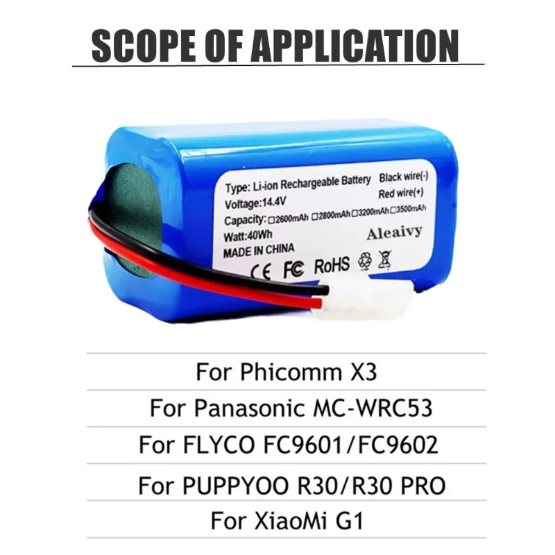 แบตเตอรี่ Li Ion 14.4V 2600mAh เหมาะสําหรับหุ่นยนต์ดูดฝุ่น Xiaomi G1 MI อุปกรณ์เสริมเครื่องดูดฝุ่นหุ่นยนต์ MJSTG1 ที่จําเป็น
