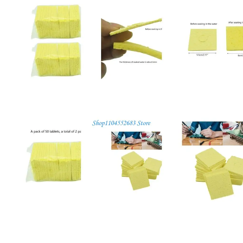 

Y6GD Heat-Resistant Soldering Iron Cleaning Sponges Welding Tool Cleaning 100Pcs/Pack