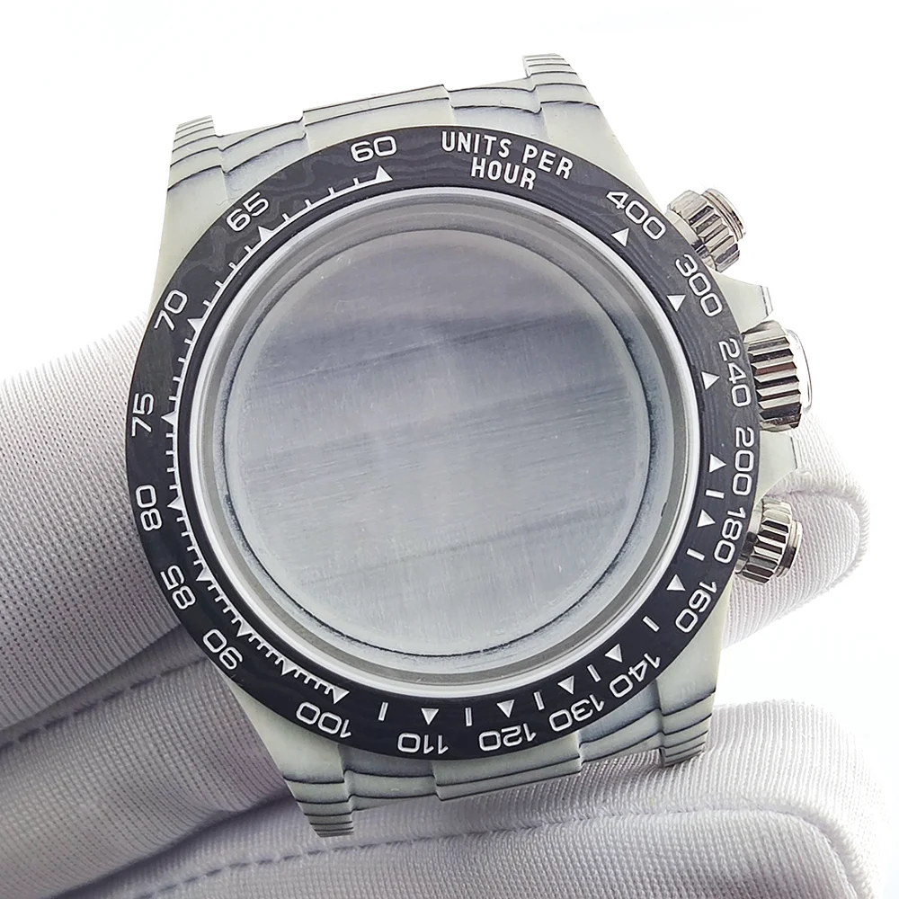 

Carbon brazed case 38.5mm case VK63 case Sapphire glass waterproof case suitable for 29mm dial case Watch parts Men's watch case
