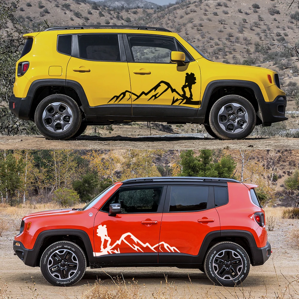 Mountain Adventure Graphics Car Door Side Adesivos, Styling para Jeep Renegade, Auto Body Decor, Decalques de Vinil, Car Tuning Acessórios