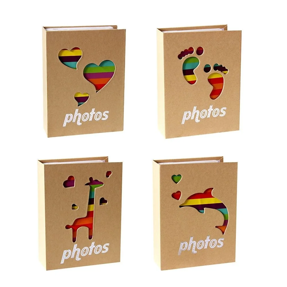 Kraft Album 4x6 Inch 100 Pockets Photo Album Kraft Paper Hollow Slip-in Album Slip-in Memory Album Family Collection