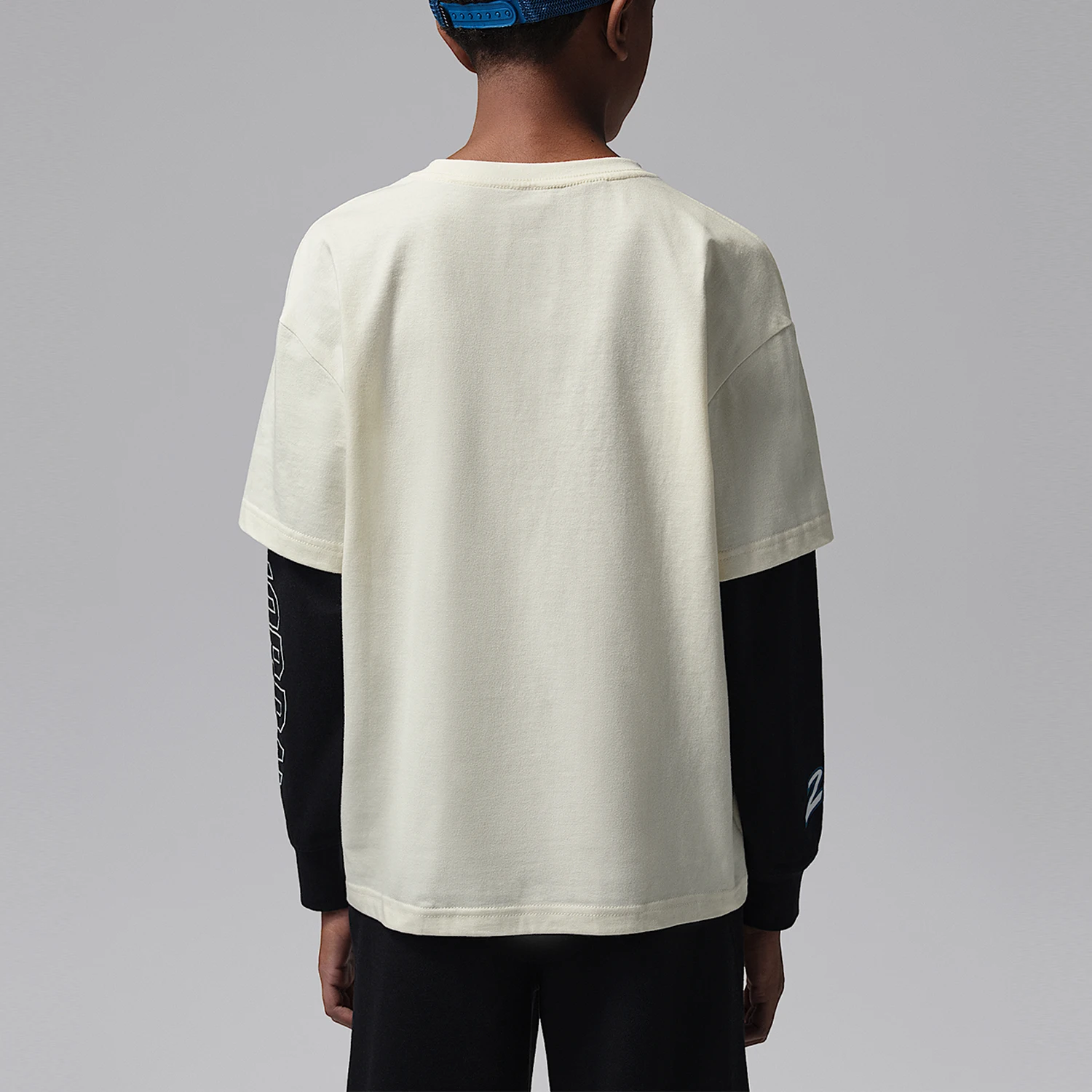 Nike genuine JORDAN big boy round neck durable fake two-piece long sleeved top IU5372-133 view 2