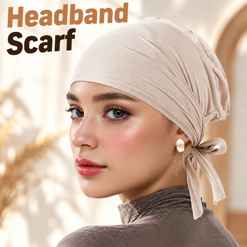 Modal Stretch Fabric Sash Undercap Ethnic Style Head Wrap Solid Color Tie Band Hot Selling Head Cover Accessory Practical