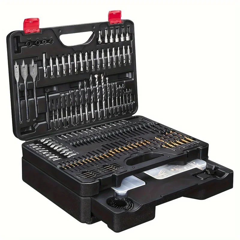 151/398/418 PCs drill bit set drill bits screwdriver bit set case with drawer, bit set drilling screw driving metal wood masonry