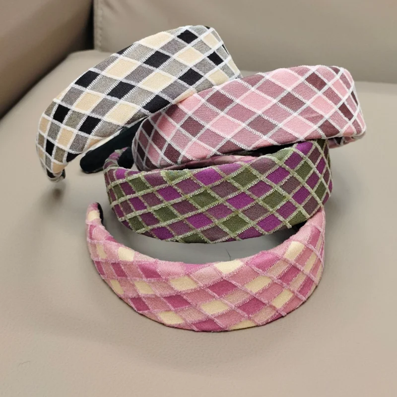 

Korean Style Checkered Hairbands Headband Versatile Daily Plaid Hair Hoop Headwear Pressure Hairpin for Women Girls Hair Clips