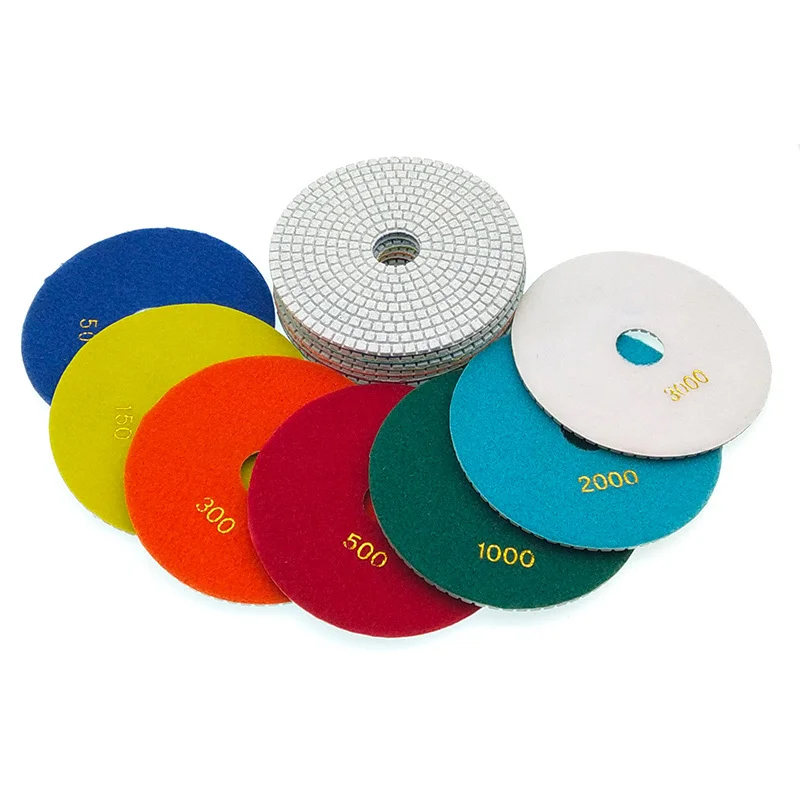 10 Stück 5-Zoll-6-Zoll-Nass-Diamant-Polierpads, flexible Schleifscheiben für Granit-, Marmor-, Stein- und Betonpolitur, Körnung 30-3000 – Detail 4