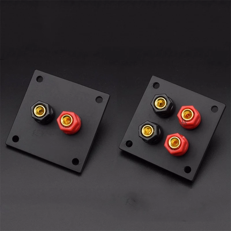 Square Speaker Terminal Binding Post Block Black Acrylic Junction Plate For Hifi DIY Home Sound Audio System 2 Position 57×57mm