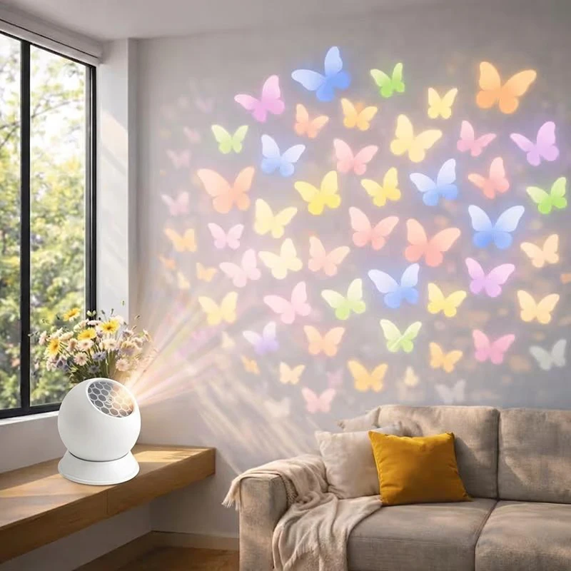 Hoyytu Butterfly LED Projector Light Romantic Soft Lighting Voice Control for Smart Bedroom Home Party Activated Decor