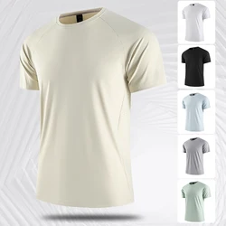 Men's Round Neck T-Shirt-Quick-Dry Breathable Sweat Shirt for Fitness Gym&Running Light plaid Quick-Dry Short Sleeve Moisture