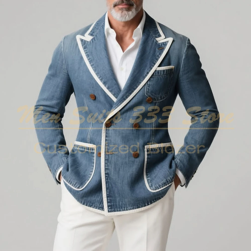 

Fashion Double Breasted Peak Lapel Men's Suits Luxury Slim Fit Male Clothing High Quality 2 Piece Jacket Pants Full Sets Blazer