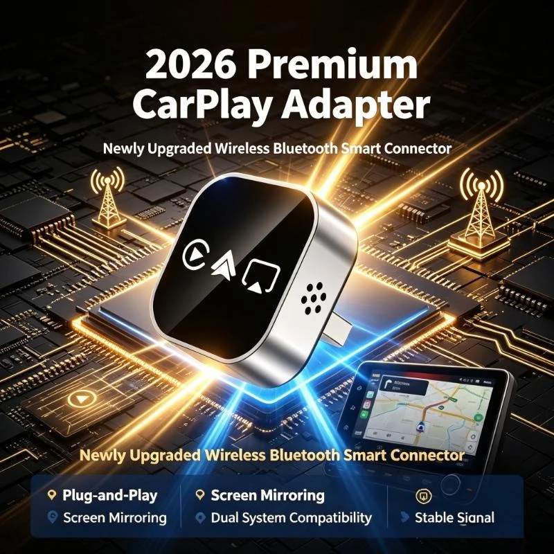 2026 Popular 4IN1 Wireless CarPlay Adapter Easy‑Handling Apple Android Mirror Link Auto Link Car Entertainment Fitting