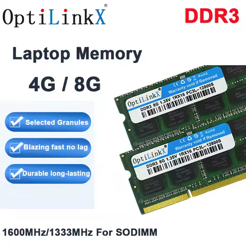 OptiLinkX DDR3 DDR3L Memory Ram SODIMM Laptop RAM 8GB 4GB 1333 1600MHz 1866MHz High Performance Notebook SO-DIMM RAM 1.35V/1.5V