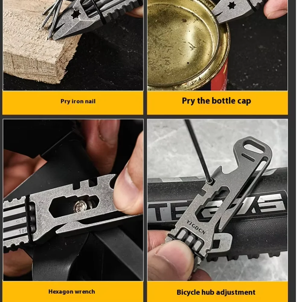 Titanium Alloy Multi-Function Crowbar for Outdoor Tour Bike Regulator Camping Hiking Various Screwdriver Bottle Opener