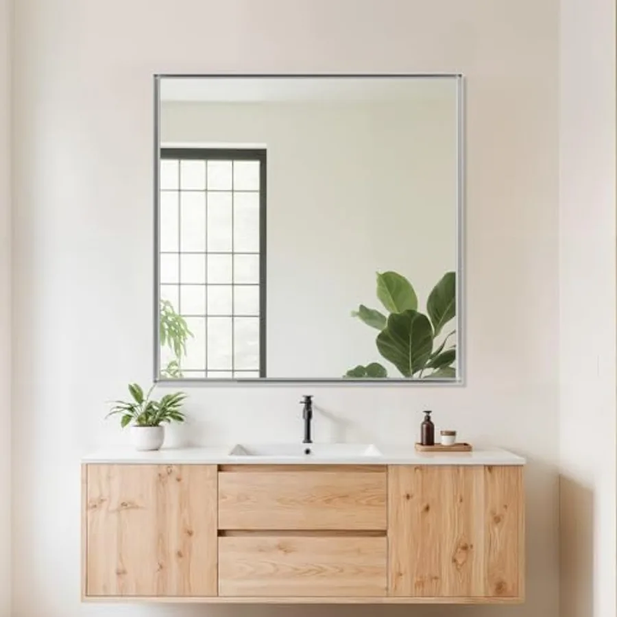 

Зеркало для ванной Suidia 30x30 дюймов, настенное зеркало в металлической раме для ванной комнаты, гостиной, спальни, прихожей