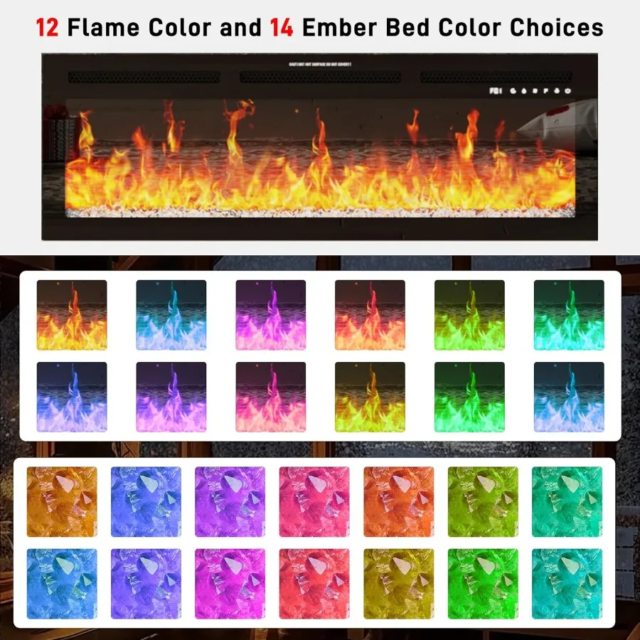 เตาผิงไฟฟ้า 85 นิ้ว พร้อมชั้นวางทีวีและชั้นวางของ  พร้อมเตาผิงไฟฟ้า 42 นิ้ว สำหรับทีวี 65 นิ้ว พร้อมเต้ารับไฟฟ้าในตัว สไตล์ฟาร์มเฮาส์