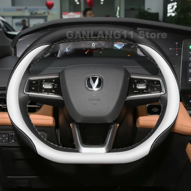 

Leather Car Steering Wheel Cover For Changan UNI-K unik 2021-2024 2025 Ultra Thin Auto Steering Wheel Changan unik Accessories