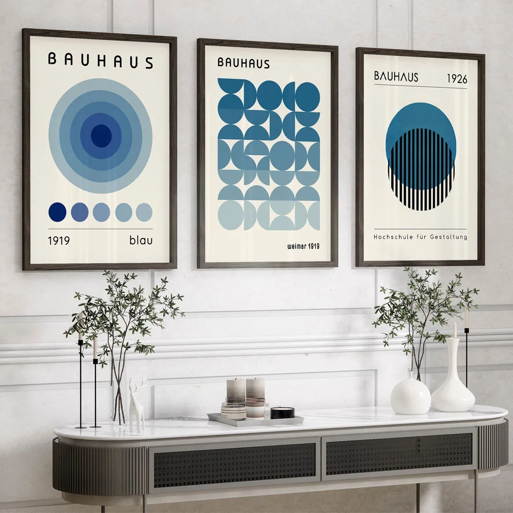 3PCS--Set of 3 Bauhaus Minimalist Abstract Art Posters Canvas Print Painting Bedroom Study Studio Living Room Home Decor
