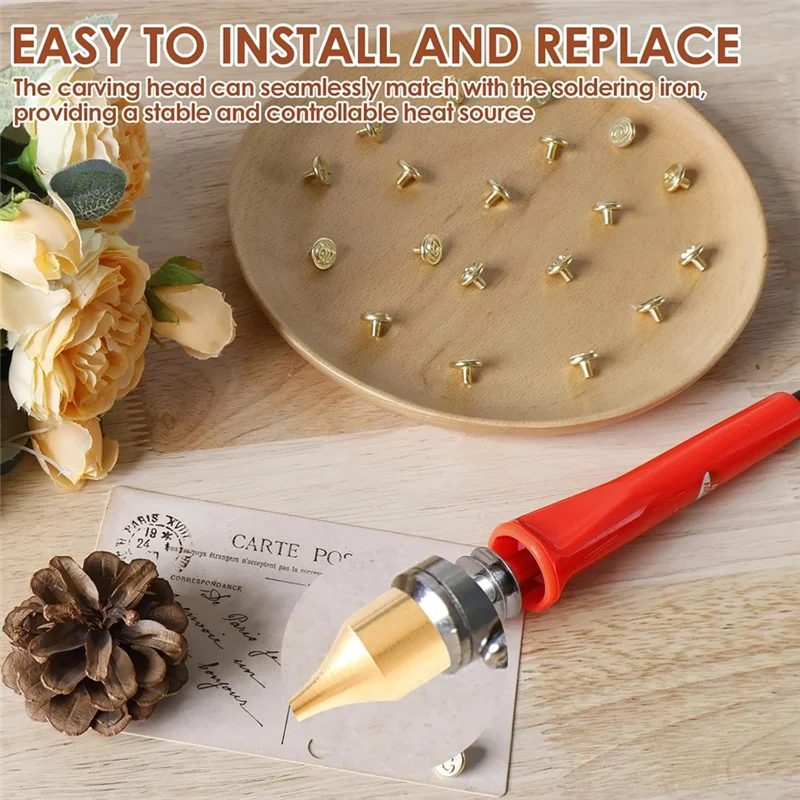 AF95-Set punte per legna, 26 lettere Kit punta per legna Numero di lettere in rame Stencil per saldatore Spina americana