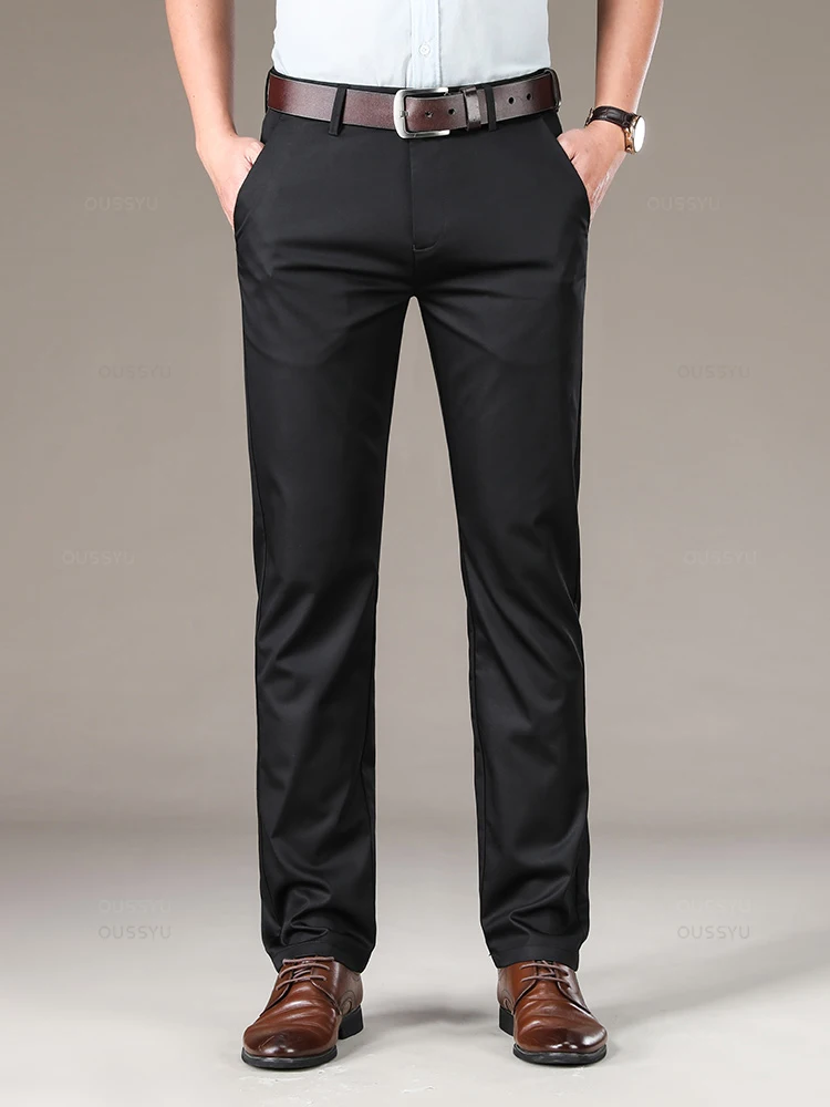 High Quality Luxury Straight Business Suit Pants Men Thin Soft Lyocell Fabric Designer Summer Elegant Long Formal Trouser Male