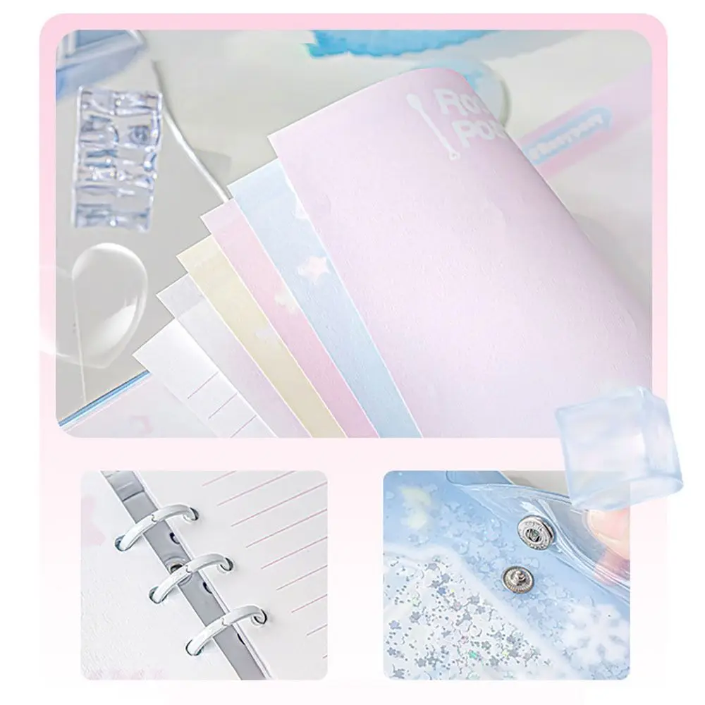 Carnet de notes portable en PVC série conviviale rée, bloc-notes à feuilles adt, 6 classeurs, enveloppe à anneaux, grand livre