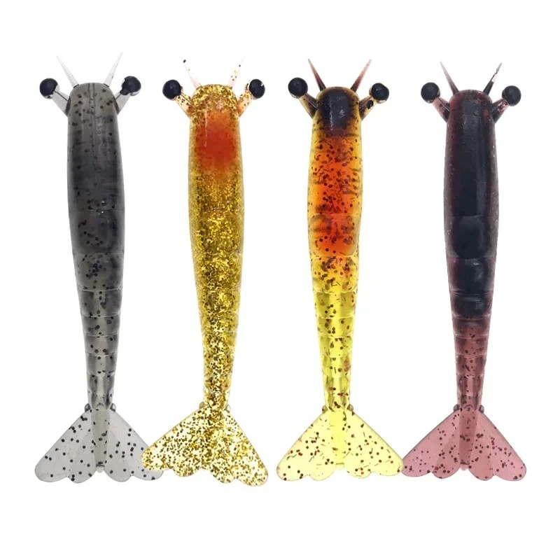 2pcs/box Sinking Soft Shrimp 9.5cm/11.5cm 5colors Artificial Soft Bait Biomimetic Shrimp Fishing Lure Set Freshwater Sea Fishing