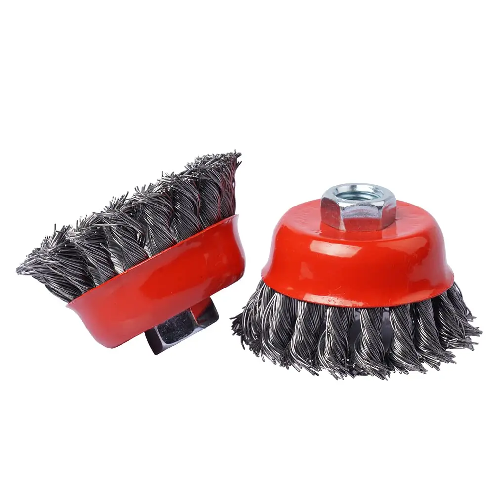 

Twisted Steel Wire Wheel M10 M14 Brush Strong Paint Remove Rotary Twist Knot Deburring 75mm/100mm For Metal Angle Grinder