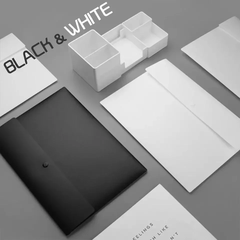 A4 A5 Dossiermap Zakken Jasje Plastic Envelop Platte Document Organizer Met Drukknoopsluiting