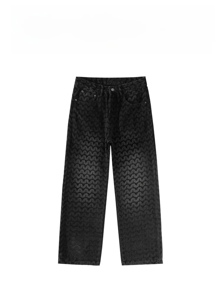 

Высококачественные повседневные джинсы с вышивкой для мужчин, прямые, универсальные, длинные брюки, модные городские, из хлопка и полиэстера