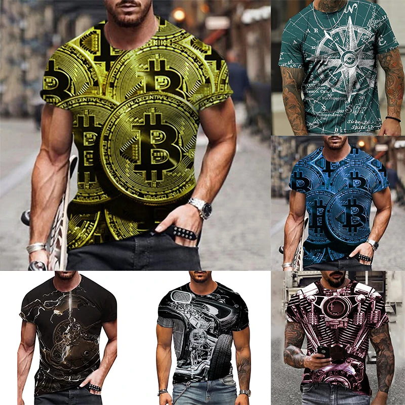 Men's Short Sleeve 2024 New Round Neck Vintage T-Shirt 3D Printed Short Sleeve Oversized Men Casual Top Breathable Short Sleeve