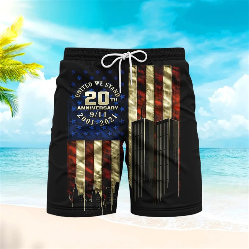 Vintage American Flag 3D Printed Man Shorts Summer Vacation Man Swim Shorts Kids Fashion Casual Loose Comfortable Running Shorts