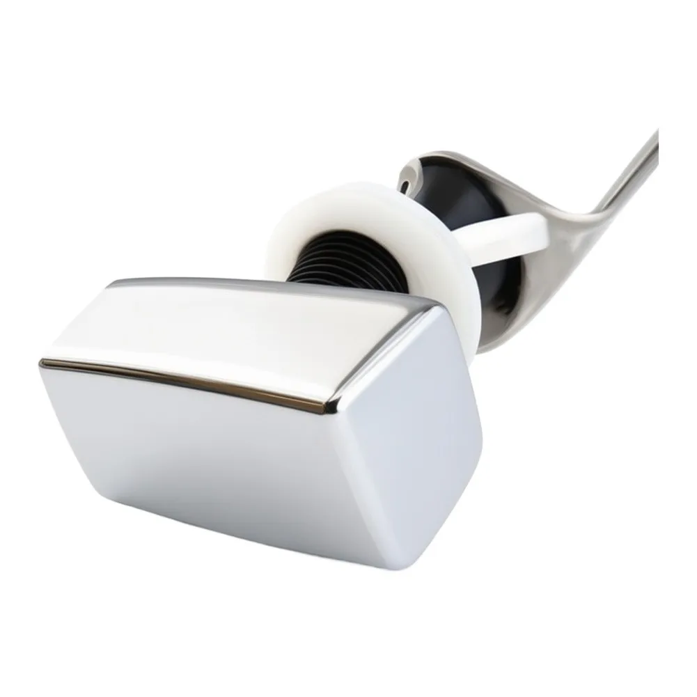 Zinc Alloy Chrome Toilet Tank Lever Left-Mount Square Handle for Side-Flush Toilets with Complete Hardware Kit 5x2.7x1.8cm