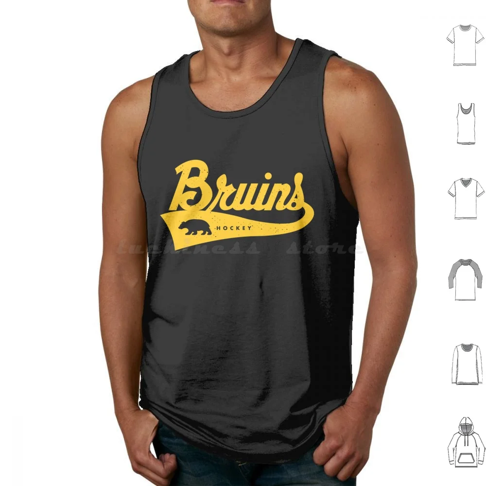 Hockey Yellow Tank Tops Vest Sleeveless Drizzle Hockey Script Yellow