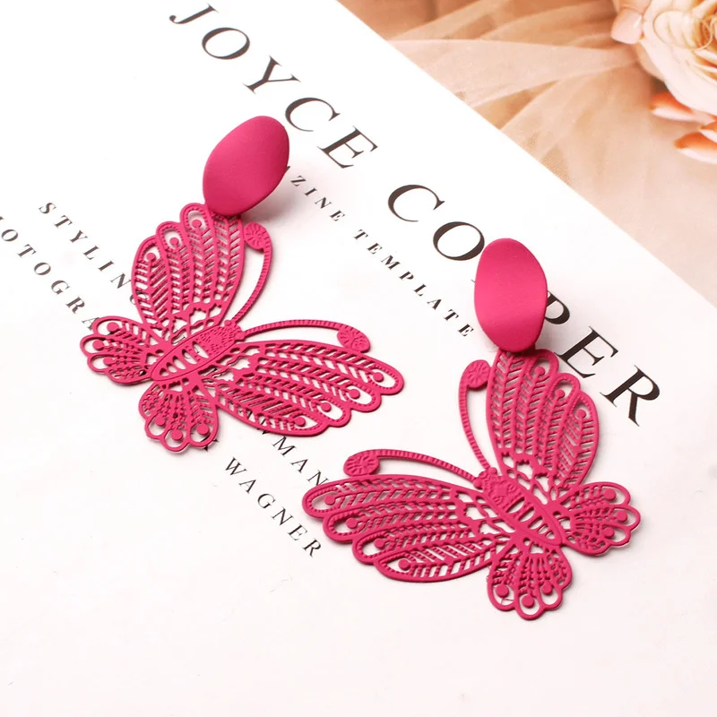 Fashion Retro Exaggeration Butterfly Series Trend Hollow Out Pattern Earrings Feminine Exaggeration Gothic Accessories Jewelry