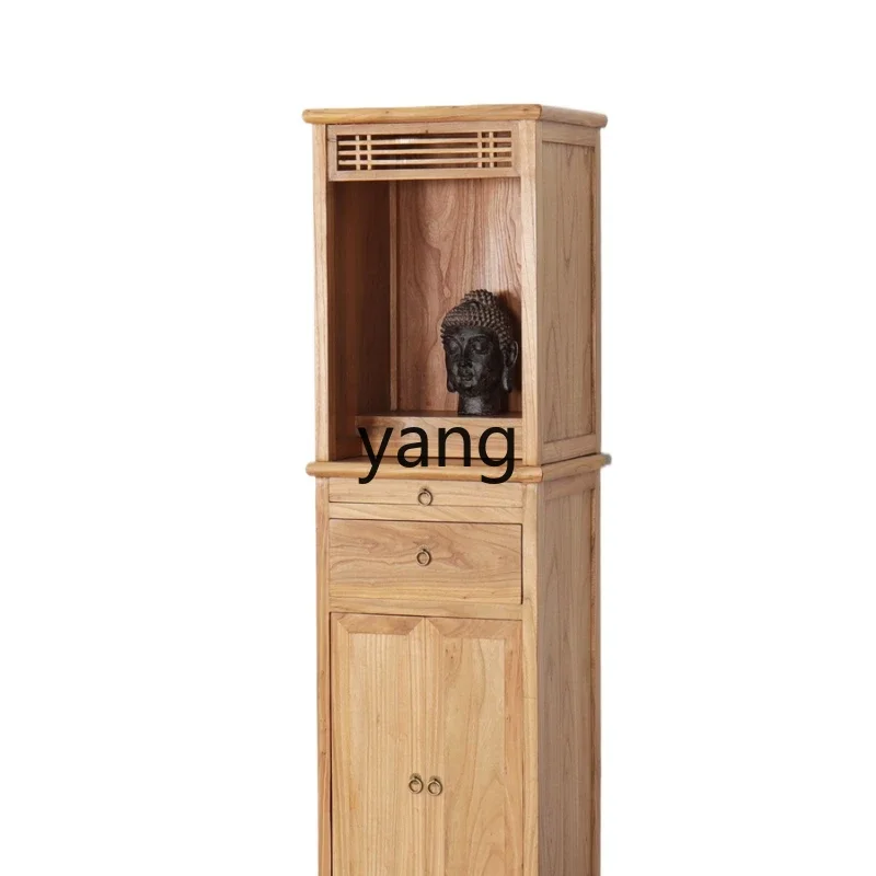 

Yjq Buddhist niche stand cabinet God of Wealth solid wood household table Guanyin with door cabinet