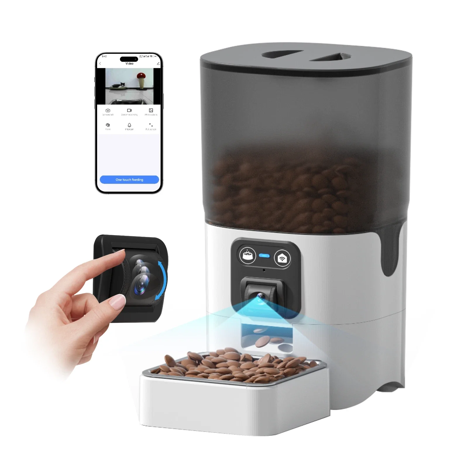 PAPIFEED Automatic Cat Feeder 2.4G WiFi Pet Feeder for Cat & Dog, 2-Way Audio