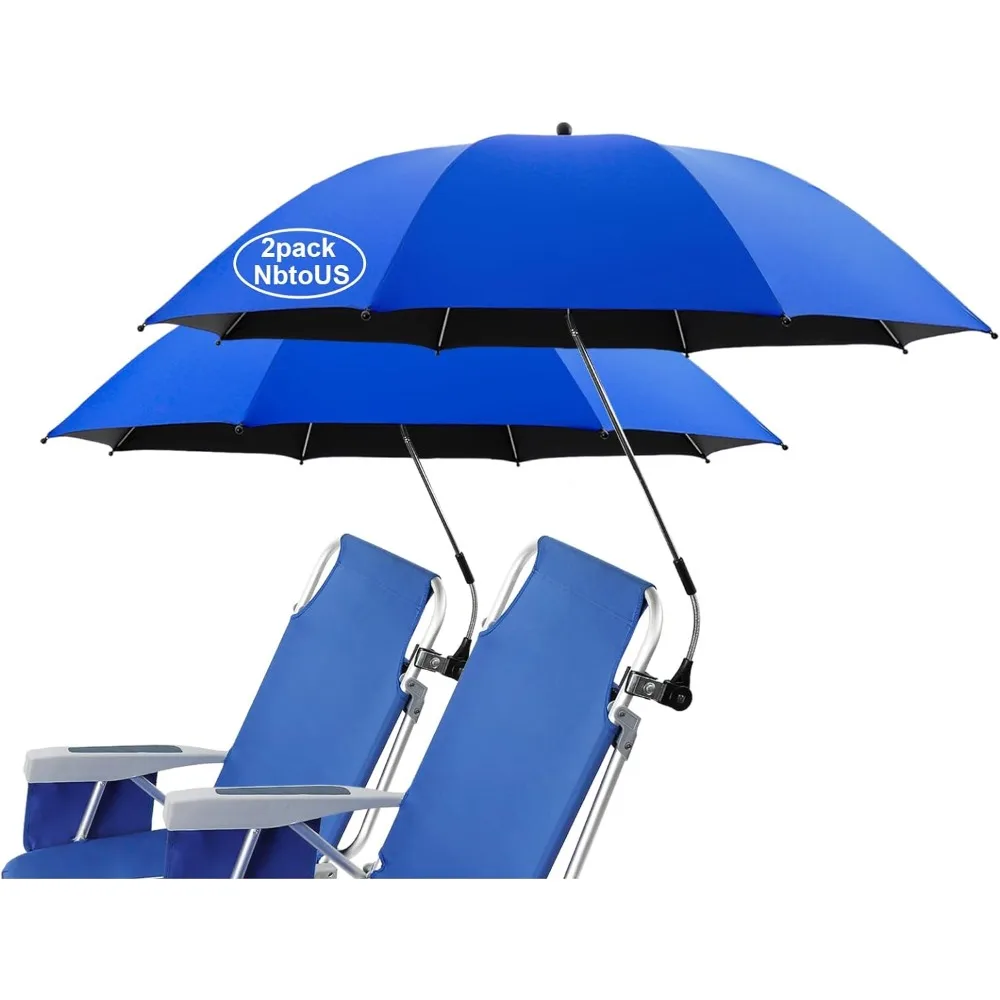 

NBtoUS 2 PACK Beach Umbrella with Universal Clamp,UPF 50+ 360 ° Adjustable Umbrella,Portable Umbrella for Beach Chair