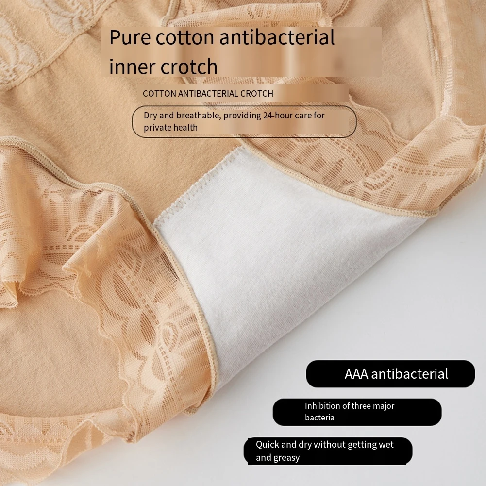 Women's Stretch High Waist Tummy Control Postpartum Shapers Briefs Seamless Panties Comfortable Lace Trim Underwear
