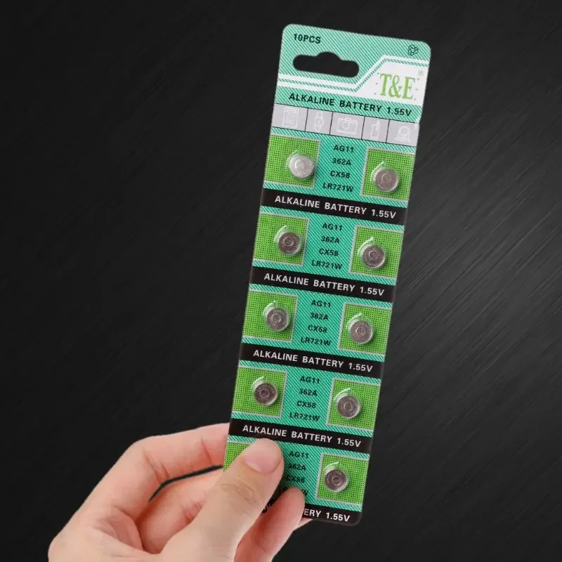 10 قطعة البطارية القلوية AG11 1.55V LR721 362 SR721 162 زر عملة خلية ساعة اللعب بطاريات التحكم عن بعد #4