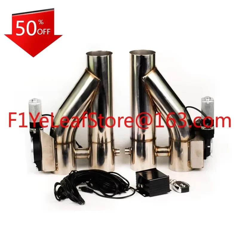 3 inch stainless Steel 1 drag 2 doubled valve exhaust cutout Pipe Muffler Bypass Exhaust Trim Down Tube Remote Control DYTR