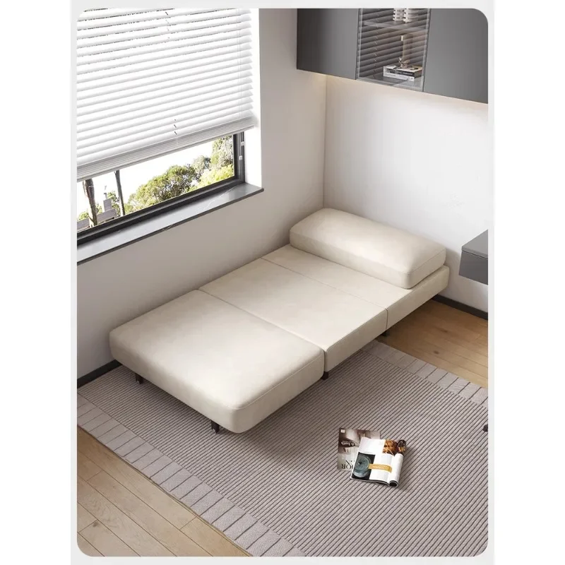 Super narrow bedroom sofa bed study small space foldable sitting and lying dual-purpose activity push-pull technology cloth mode