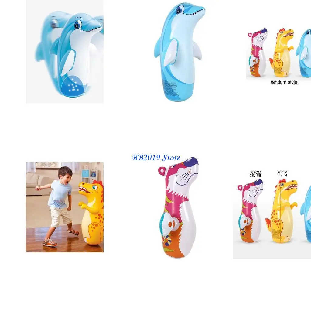 Q0KB 37in opblaasbaar bokszak speelgoedfeestjes puppy zwembad speelgoed voor jongens tieners leuke kinderen lucht gevulde