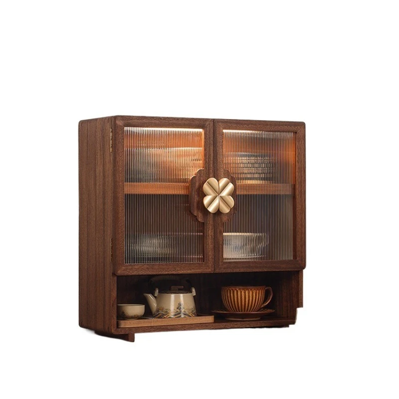 

Solid wood rack desktop water cup tea set cabinet countertop with door coffee cup storage and finishing cabinet