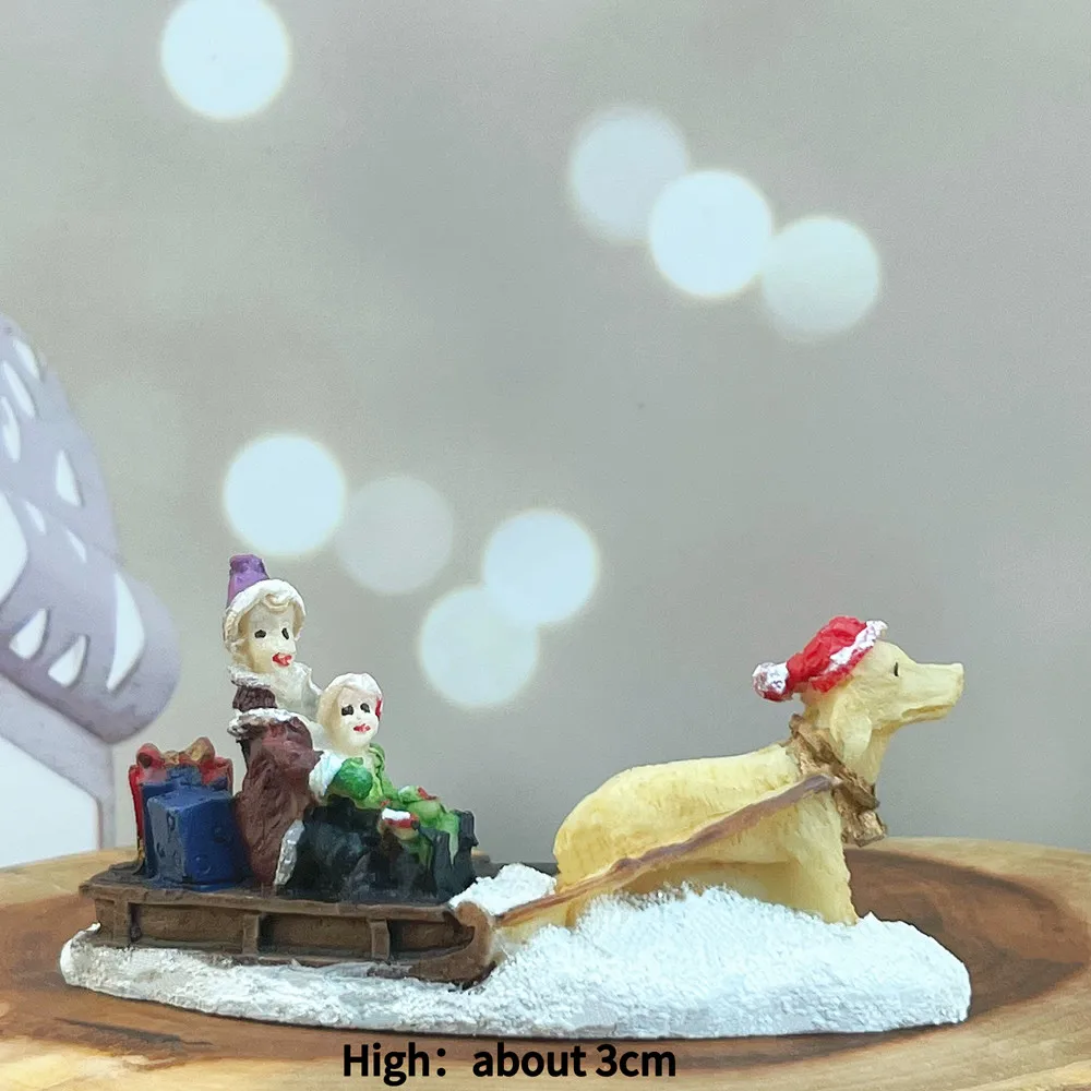 Vintage Christmas Village Mini Resin Figurines Set, Winter Snow Town Decor, Holiday Collectible Gift