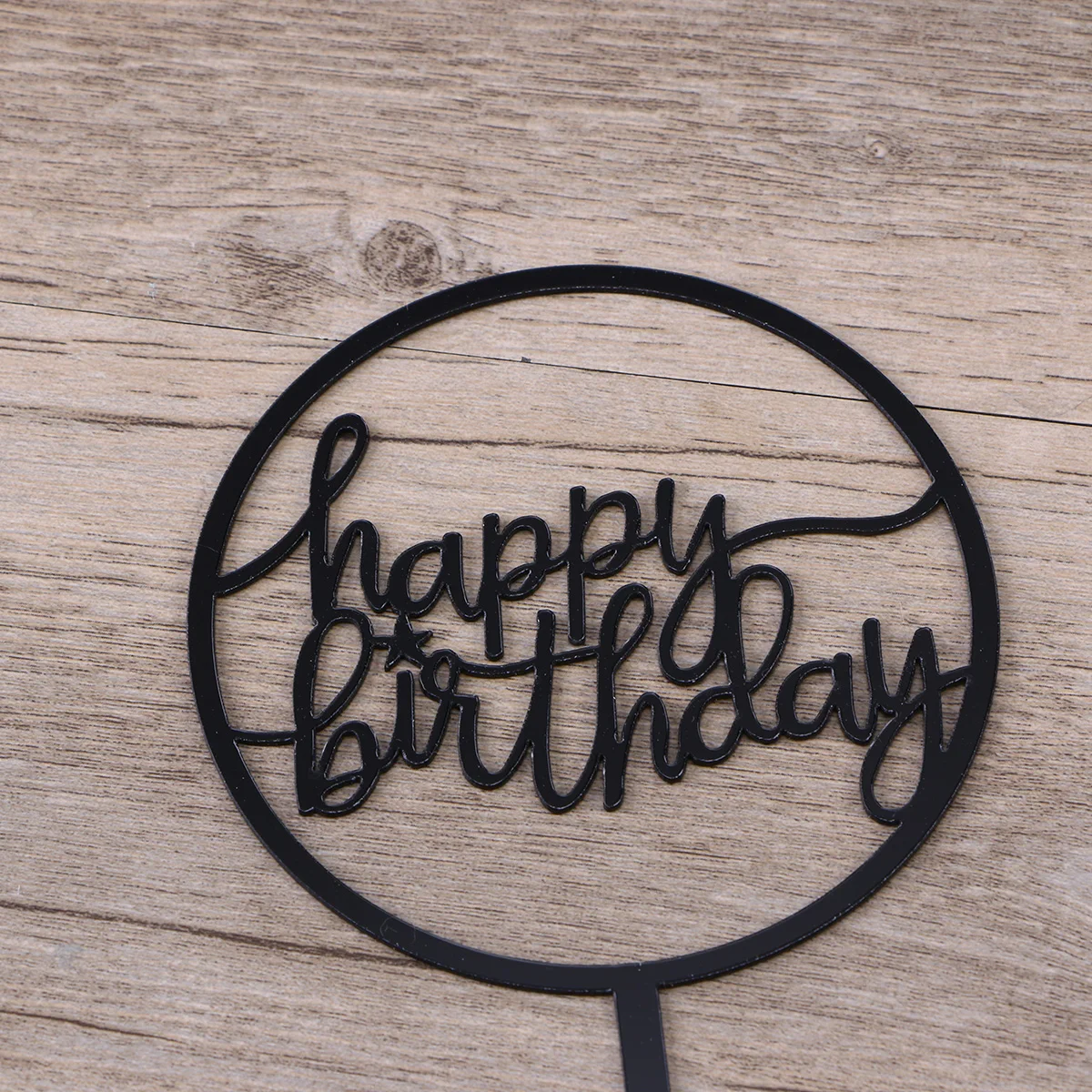 

Acrylic Birthday Cake Topper Double Sided Picks Black Round Shape Party Decorations Premium Material UseCake Accessories